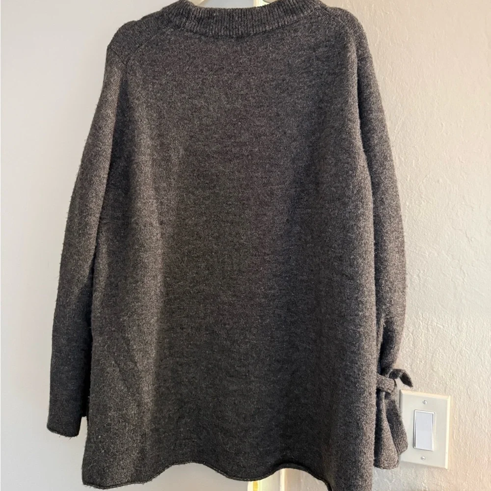 Zara Charcoal Gray Sweater with Bow Accents